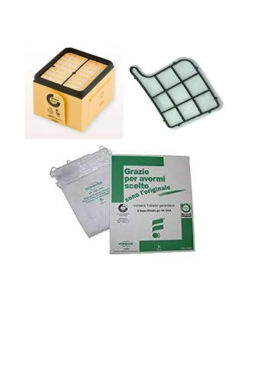 KIT 6 sacchetti, 1 griglia protezione motore e 1 filtro igienico per Vorwerk Folletto mod. 135-136 ORIGINALI !!!!!!
